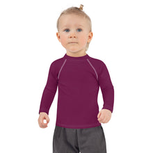 Splash-Ready Style: Solid Color Rash Guards for Young Girls - Tyrian Purple Exclusive Girls Kids Long Sleeve Rash Guard Solid Color Swimwear