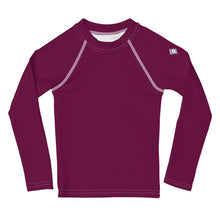Splash-Ready Style: Solid Color Rash Guards for Young Girls - Tyrian Purple Exclusive Girls Kids Long Sleeve Rash Guard Solid Color Swimwear