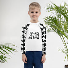 Stand Out on the Mat: Houndstooth Boy's Long Sleeve BJJ Rash Guard Boys Exclusive Houndstooth Kids Long Sleeve Rash Guard