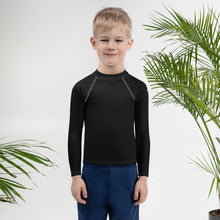 Street-Ready Style: Boys' Solid Color Rash Guards for Fun - Noir Boys Exclusive Kids Long Sleeve Rash Guard Solid Color