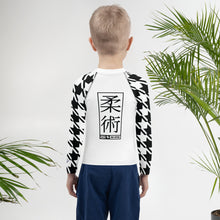 Style and Strength: Houndstooth Long Sleeve BJJ Rash Guard for Boys Boys Exclusive Houndstooth Kids Long Sleeve Rash Guard