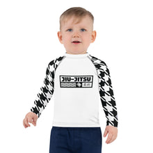Style and Strength: Houndstooth Long Sleeve BJJ Rash Guard for Boys Boys Exclusive Houndstooth Kids Long Sleeve Rash Guard