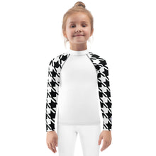 Stylish Protection: Girl's Houndstooth Long Sleeve BJJ Rash Guard Exclusive Girls Houndstooth Kids Long Sleeve Rash Guard Swimwear