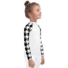 Stylish Protection: Girl's Houndstooth Long Sleeve BJJ Rash Guard Exclusive Girls Houndstooth Kids Long Sleeve Rash Guard Swimwear