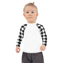 Stylish Protection: Girl's Houndstooth Long Sleeve BJJ Rash Guard Exclusive Girls Houndstooth Kids Long Sleeve Rash Guard Swimwear