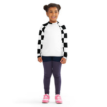 Stylish Safety: Checkered Long Sleeve Rash Guard for Girls - Blanc Checkered Exclusive Girls Kids Long Sleeve Rash Guard Swimwear