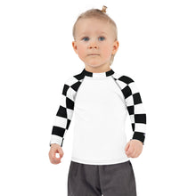 Stylish Safety: Checkered Long Sleeve Rash Guard for Girls - Blanc Checkered Exclusive Girls Kids Long Sleeve Rash Guard Swimwear