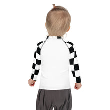 Stylish Safety: Checkered Long Sleeve Rash Guard for Girls - Blanc Checkered Exclusive Girls Kids Long Sleeve Rash Guard Swimwear