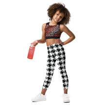 Stylish Support: Girl's Houndstooth Yoga Pants for Athletic Workouts Exclusive Girls Houndstooth Kids Leggings