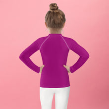 Sun-Kissed Adventures: Long Sleeve Rash Guards for Girls - Fresh Eggplant Exclusive Girls Kids Long Sleeve Rash Guard Solid Color Swimwear