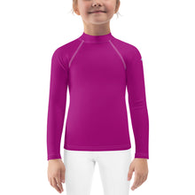 Sun-Kissed Adventures: Long Sleeve Rash Guards for Girls - Fresh Eggplant Exclusive Girls Kids Long Sleeve Rash Guard Solid Color Swimwear