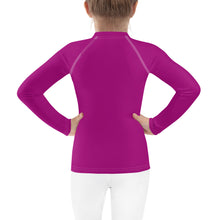 Sun-Kissed Adventures: Long Sleeve Rash Guards for Girls - Fresh Eggplant Exclusive Girls Kids Long Sleeve Rash Guard Solid Color Swimwear