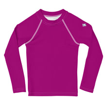 Sun-Kissed Adventures: Long Sleeve Rash Guards for Girls - Fresh Eggplant Exclusive Girls Kids Long Sleeve Rash Guard Solid Color Swimwear