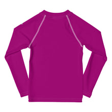 Sun-Kissed Adventures: Long Sleeve Rash Guards for Girls - Fresh Eggplant Exclusive Girls Kids Long Sleeve Rash Guard Solid Color Swimwear
