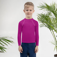 Sun-Kissed Explorer: Solid Color Rash Guards for Young Boys - Vivid Purple Boys Exclusive Kids Long Sleeve Rash Guard Solid Color