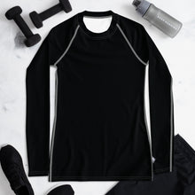 Sun-Kissed Style: Women's Solid Color Long Sleeve Rash Guard - Noir Exclusive Long Sleeve Rash Guard Solid Color Swimwear Womens