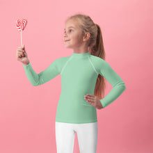 Sunny Days: Girls' Solid Color Rash Guards with Long Sleeves - Vista Blue Exclusive Girls Kids Long Sleeve Rash Guard Solid Color