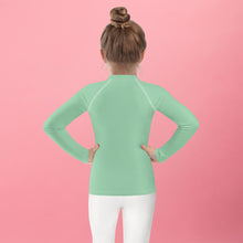 Sunny Days: Girls' Solid Color Rash Guards with Long Sleeves - Vista Blue Exclusive Girls Kids Long Sleeve Rash Guard Solid Color