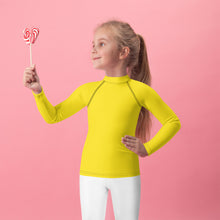 Sunshine and Style: Kid's Solid Color Rash Guards for Girls - Golden Sun Exclusive Girls Kids Long Sleeve Rash Guard Solid Color
