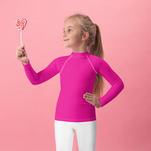 Sunshine Style: Girls' Solid Color Long Sleeve Rash Guards - Hollywood Cerise Exclusive Girls Kids Long Sleeve Rash Guard Solid Color