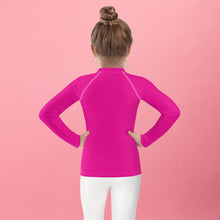 Sunshine Style: Girls' Solid Color Long Sleeve Rash Guards - Hollywood Cerise Exclusive Girls Kids Long Sleeve Rash Guard Solid Color