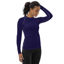 Timeless Style: Solid Color Rash Guard for Women - Midnight Blue Exclusive Long Sleeve Rash Guard Solid Color Womens