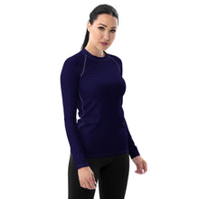 Timeless Style: Solid Color Rash Guard for Women - Midnight Blue Exclusive Long Sleeve Rash Guard Solid Color Womens