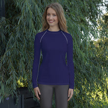 Timeless Style: Solid Color Rash Guard for Women - Midnight Blue Exclusive Long Sleeve Rash Guard Solid Color Womens