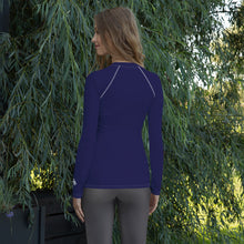Timeless Style: Solid Color Rash Guard for Women - Midnight Blue Exclusive Long Sleeve Rash Guard Solid Color Womens