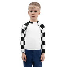 Trendy Tots: Boys' Checkered Long Sleeve Rash Guard - Blanc Boys Checkered Exclusive Kids Long Sleeve Rash Guard Swimwear