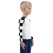 Trendy Tots: Boys' Checkered Long Sleeve Rash Guard - Blanc Boys Checkered Exclusive Kids Long Sleeve Rash Guard Swimwear