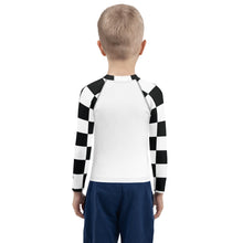 Trendy Tots: Boys' Checkered Long Sleeve Rash Guard - Blanc Boys Checkered Exclusive Kids Long Sleeve Rash Guard Swimwear