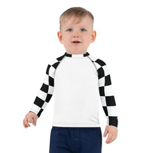 Trendy Tots: Boys' Checkered Long Sleeve Rash Guard - Blanc Boys Checkered Exclusive Kids Long Sleeve Rash Guard Swimwear