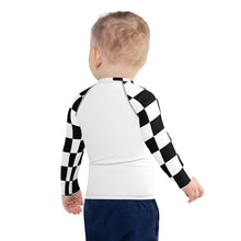 Trendy Tots: Boys' Checkered Long Sleeve Rash Guard - Blanc Boys Checkered Exclusive Kids Long Sleeve Rash Guard Swimwear