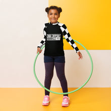 Trendy Tots: Girls' Checkered Long Sleeve Rash Guard - Noir Jiu-Jitsu Checkered Exclusive Girls Kids Long Sleeve Rash Guard