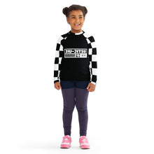 Trendy Tots: Girls' Checkered Long Sleeve Rash Guard - Noir Jiu-Jitsu Checkered Exclusive Girls Kids Long Sleeve Rash Guard