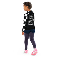Trendy Tots: Girls' Checkered Long Sleeve Rash Guard - Noir Jiu-Jitsu Checkered Exclusive Girls Kids Long Sleeve Rash Guard