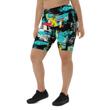 Tropical Tempo: Women's Mile After Mile Biker Shorts - Tropical Thunder 001 Exclusive Leggings Running Shorts Tights Womens