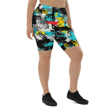 Tropical Tempo: Women's Mile After Mile Biker Shorts - Tropical Thunder 001 Exclusive Leggings Running Shorts Tights Womens