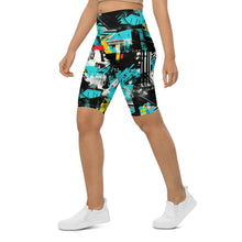 Tropical Tempo: Women's Mile After Mile Biker Shorts - Tropical Thunder 001 Exclusive Leggings Running Shorts Tights Womens