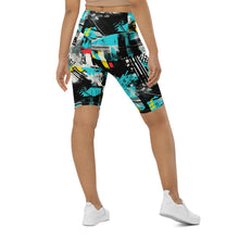 Tropical Tempo: Women's Mile After Mile Biker Shorts - Tropical Thunder 001 Exclusive Leggings Running Shorts Tights Womens
