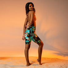 Tropical Tempo: Women's Mile After Mile Biker Shorts - Tropical Thunder 001 Exclusive Leggings Running Shorts Tights Womens