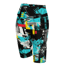 Tropical Tempo: Women's Mile After Mile Biker Shorts - Tropical Thunder 001 Exclusive Leggings Running Shorts Tights Womens