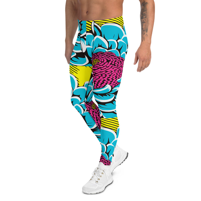Unleash Your Inner Pop Art Fan with Men's Dahlia Print Athletic Leggings 002 Dahlia Exclusive Fitness Grappling Leggings Mens Pants Pop Art Running trousers Yoga