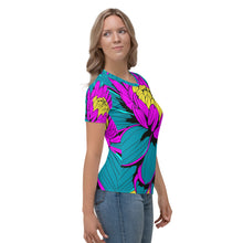 Unleash Your Inner Pop Art Fan with Women's Dahlia Print BJJ Short Sleeve Rash Guard 001 Dahlia Exclusive Flower Rash Guard Running Short Sleeve Swimwear Tees Womens Yoga