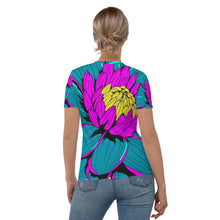 Unleash Your Inner Pop Art Fan with Women's Dahlia Print BJJ Short Sleeve Rash Guard 001 Dahlia Exclusive Flower Rash Guard Running Short Sleeve Swimwear Tees Womens Yoga