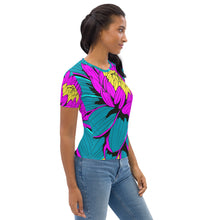 Unleash Your Inner Pop Art Fan with Women's Dahlia Print BJJ Short Sleeve Rash Guard 001 Dahlia Exclusive Flower Rash Guard Running Short Sleeve Swimwear Tees Womens Yoga