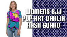 Unleash Your Inner Pop Art Fan with Women's Dahlia Print BJJ Short Sleeve Rash Guard 001 Dahlia Exclusive Flower Rash Guard Running Short Sleeve Swimwear Tees Womens Yoga