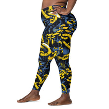 Urban Chic Strides: Women's Mile After Mile Golden Chains 002 Running Leggings Exclusive Leggings Running Tights Womens
