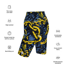 Urban Chic: Women's Mile After Mile Golden Chains 002 Biker Shorts Exclusive Leggings Running Shorts Tights Womens
